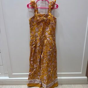 Janie and Jack Girls Mustard Yellow Floral Jumpsuit / Romper